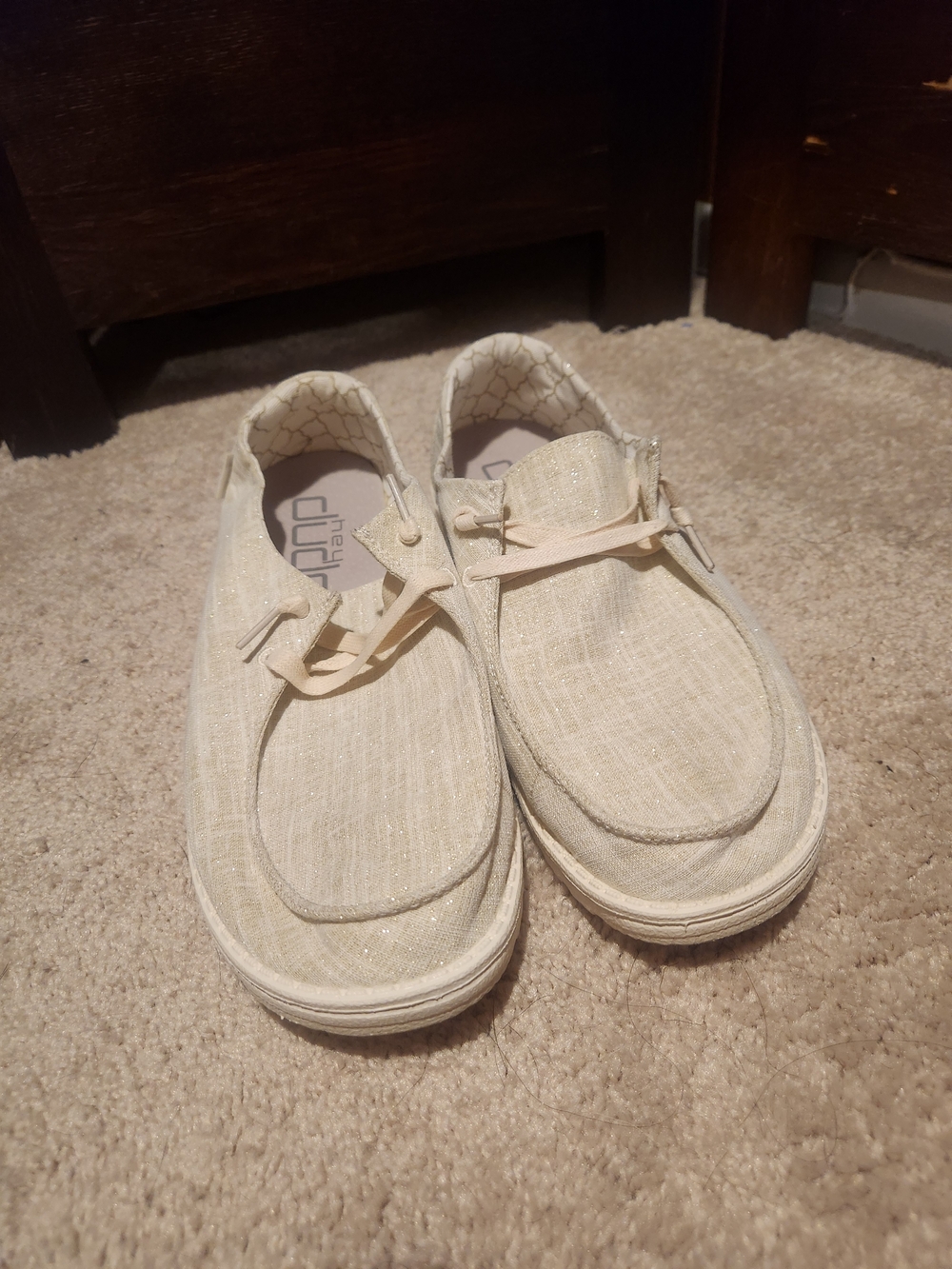 Hey Dude Cream Linen Slip-On Loafers